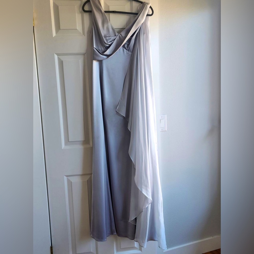 Nwt Platinum Laundry By Shelli Segal Silk Long Dress Metallic Maxi